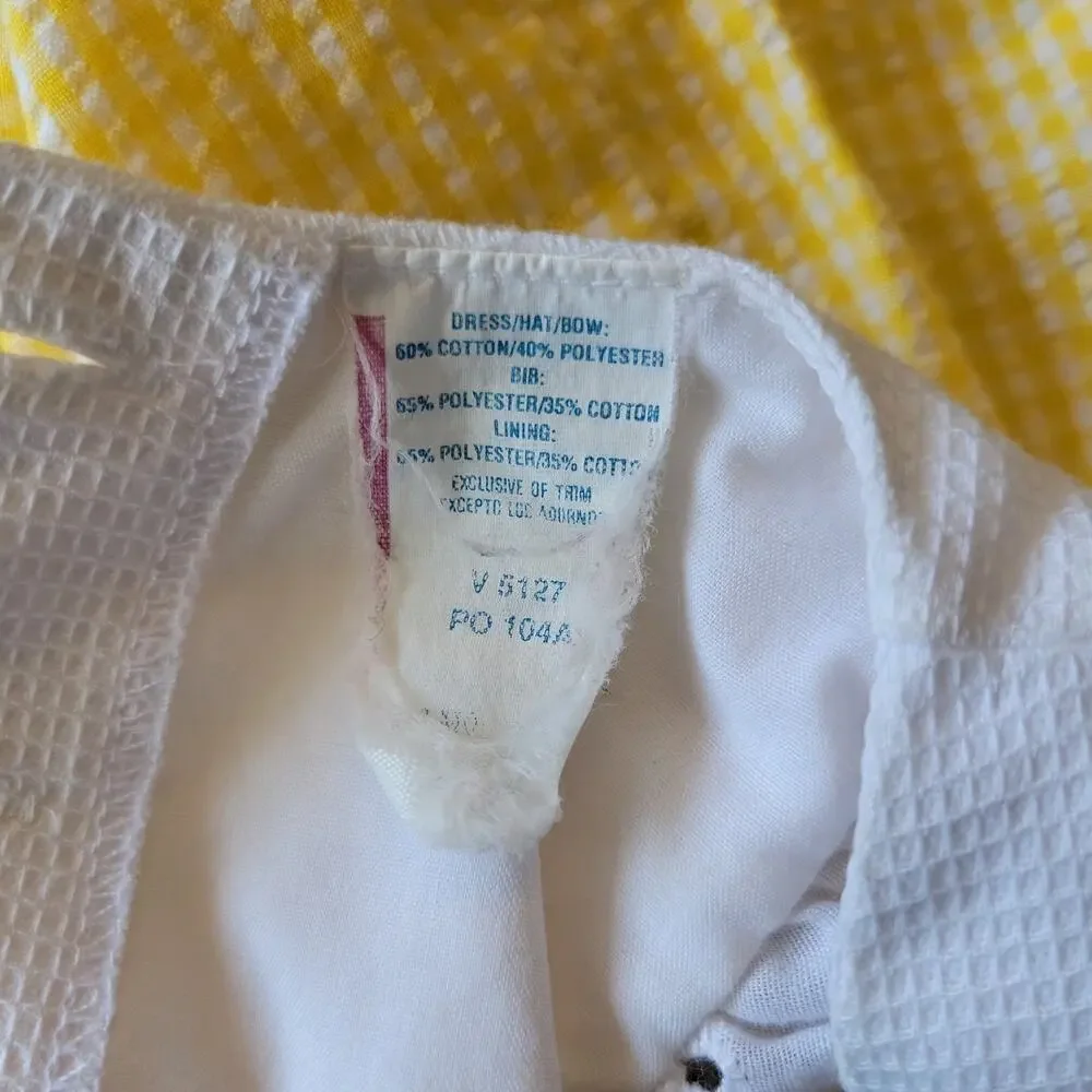 Vintage 1980s baby girl's 3-6 months Little Bitty dress yellow gingham w/flowers